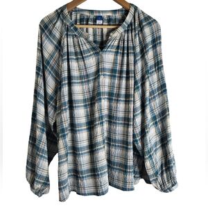 Plaid Long Sleeve Blouse